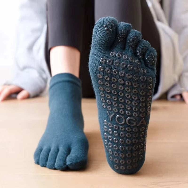 Pilates Socks Five Toe Non-Slip Yoga Socks Anti-Slip Fitness Cotton Socks
