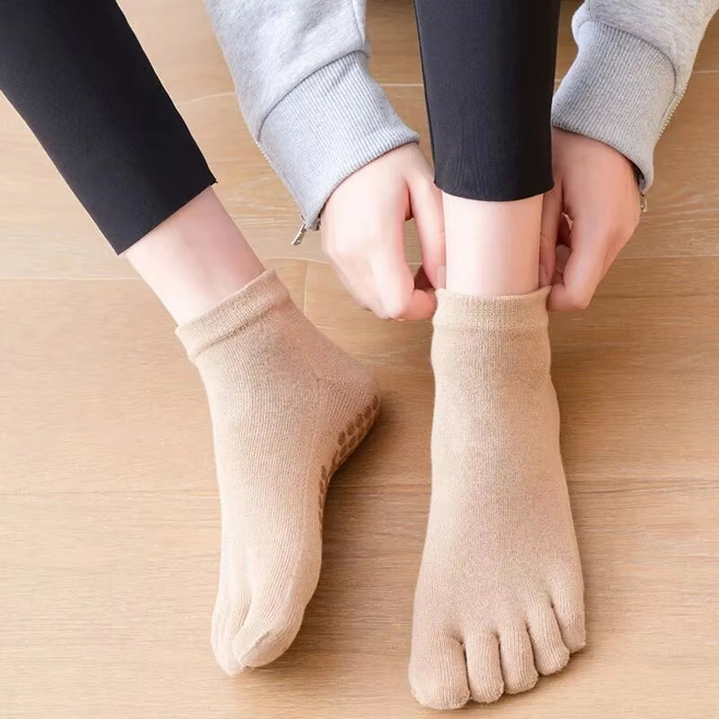 Pilates Socks Five Toe Non-Slip Yoga Socks Anti-Slip Fitness Cotton Socks