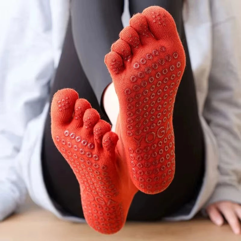 Pilates Socks Five Toe Non-Slip Yoga Socks Anti-Slip Fitness Cotton Socks