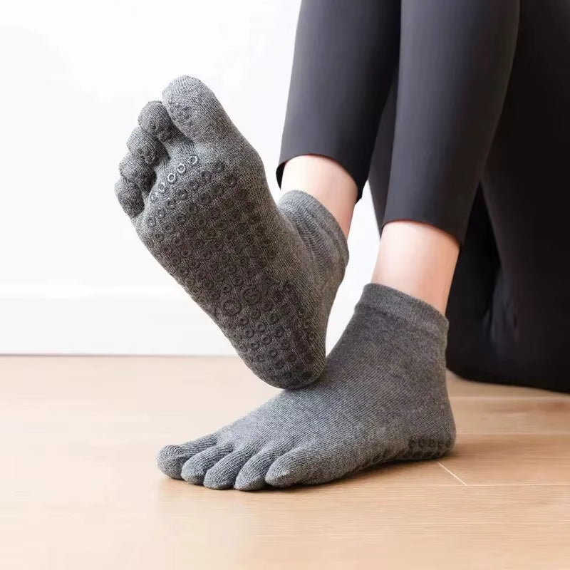 Pilates Socks Five Toe Non-Slip Yoga Socks Anti-Slip Fitness Cotton Socks